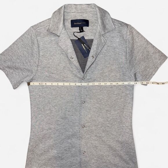 NWT River Island Men's Grey Short Sleeve Collared Button Down Shirt - Picture 5 of 8